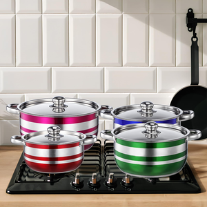 4PCS Stainless Steel <b>Cookware</b> <b>Set</b> for <b>Induction</b> Stock Pot & Soup Pot with Lids Durable Kitchen Pots for Home Restaurant - Product Image 4