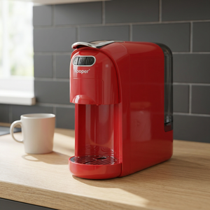 Macchina da Caffè Espresso Elettrica Semi-Automatica 3-in-1 Caffea Kooper con Scocca Rossa in Plastica per Capsule, Cialde e Caffè Macinato, Spine EU/US - Product Image 3