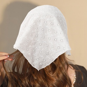 Fascia per capelli triangolare in pizzo floreale sottile per donna, foulard triangolare semplice per ragazza, bandane regolabili carine - Product Image 2