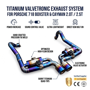 Échappement léger Vortex Ti Valvetronic pour Porsche 871 Cayman Boxster 2.0T 2.5 avec doubles sorties de pot d'échappement bleues dégradées - Product Image 1