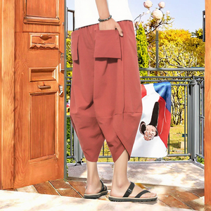 Pantalones de Lino y Algodón para Hombre al por Mayor, Estilo Japonés y Chino, Cintura Media, Frente Plano, con Logotipo Personalizado - Servicio OEM - Product Image 2
