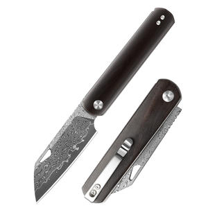 Couteau pliant LONSDOW en acier Damas 67 avec manche en bois d'ébène, OEM ODM DIY, pour <span class=keywords><strong>la</strong></span> chasse, <span class=keywords><strong>le</strong></span> camping en plein air, EDC, couteaux de poche - Product Image 1