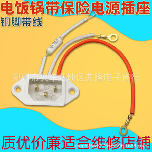Rice Cooker Socket With Fuse 250V 1 Outlet Plastic Plug With <b>Wire</b> For <b>Electric</b> Cooker Repair - Product Image 1