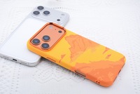 Étuis de téléphone pour hommes en fibre de carbone de luxe magnétique antichoc orange pour iPhone