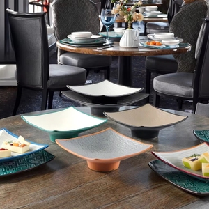 Plato Desechable de Melamina con Base Alta, Diseño Moderno, para Uso Comercial en Restaurantes y Fiestas, para Postres, Bocadillos y Platos Fríos, para Hoteles - Product Image 6