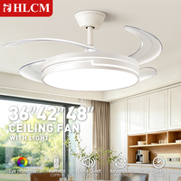 Ventilador de Techo Invisible Blanco con Luz, Aspas de 42 Pulgadas, Doble Voltaje (110V/220V), Certificado CE, Control por Aplicación Inteligente, Bajo Nivel de Ruido, LED