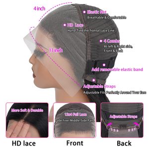 Parrucca Corta Bob di Alta Qualità con Frontale in Pizzo, <span class=keywords><strong>Capelli</strong></span> Umani Lisci, Estensioni Frontali 360 in Pizzo, Parrucche Naturali in <span class=keywords><strong>Veri</strong></span> <span class=keywords><strong>Capelli</strong></span> Umani - Product Image 3