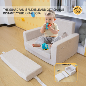 Siège de soutien d'activité amovible en tissu de lin minimaliste 2-en-1 Canapé-<span class=keywords><strong>chaise</strong></span> pour enfants pour chambre à coucher, salle à manger, bébé pour le salon - Product Image 5