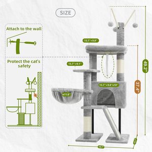 Tower Condo <b>Cat</b> Play Furniture House Wooden <b>Cat</b> Tree Velvet Tree for <b>Cats</b> - Product Image 4