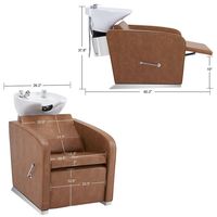 Fauteuil de lavage électrique marron avec fonction massage, pour salon de coiffure, avec bac à shampoing intégré