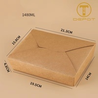 Boîtes alimentaires en papier, emballages à emporter, boîte carrée rectangulaire en papier kraft, jetable, pour repas rapides, boîte à lunch en papier