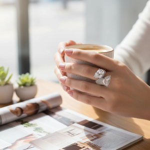 Anelli a grappolo placcati in oro regolabili con pietre trasparenti CZ gioielli Casual alla moda con intarsio con anelli elasticizzati - Product Image 3