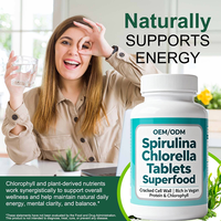 Capsules de spiruline et de chlorelle OEM, superaliment, déchiquetage de la paroi cellulaire, riche en protéines végétales et en chlorophylle, adapté aux adultes