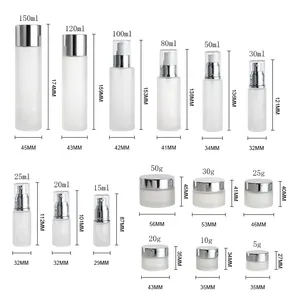 Guangzhou kosmetische verpackung 30ml 50ml 100ml klar gefrostet glas grundlage dispenser serum spray pumpe flasche und creme gläser