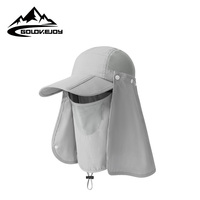Topi Perjalanan Musim Panas 2 in 1 Topi Lipat dengan Pelindung Wajah Lepas Pasang, Perlindungan UV, Nyaman, Bernapas, Cepat Kering, Model Bucket
