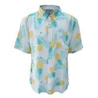 Camisa havaiana colorida de raiom, camisa de mangas curtas casual para verão, alta qualidade, macia, com gola