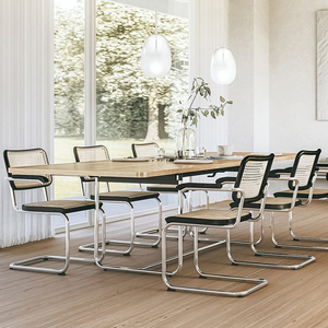 Vente en gros Chaises Cesca modernes en rotin naturel Salle à manger Pieds en métal en porte-à-faux Échantillon gratuit Chaises pour entrée d'appartement Bureau à domicile Bar - Product Image 1