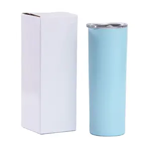 Vaso de sublimación en blanco de 20oz a granel de almacén de EE. UU. Prensa de calor Vaso recto delgado de sublimación de acero inoxidable de 20oz con tapa - Product Image 1