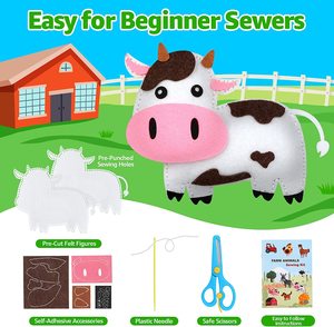 Juguetes educativos y divertidos para principiantes, <span class=keywords><strong>animales</strong></span> <span class=keywords><strong>de</strong></span> <span class=keywords><strong>granja</strong></span> <span class=keywords><strong>de</strong></span> fieltro para aprendizaje, manualidades <span class=keywords><strong>de</strong></span> costura <span class=keywords><strong>de</strong></span> fieltro para niños - Product Image 2