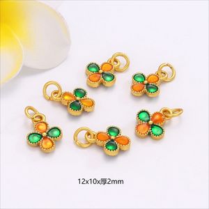 Pendentif trèfle à quatre feuilles en émail doré, breloque en forme de fleur, accessoire de bijouterie pour bracelet et collier DIY, unisexe, usage quotidien - Product Image 2
