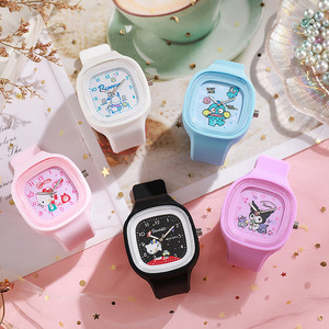 <span class=keywords><strong>Kawaii</strong></span> Pink Silicone Sanrion Square Candy <span class=keywords><strong>Watch</strong></span> Niños Relojes de pulsera Navidad Regalo de Navidad Estudiantes Niñas Niños - Product Image 1