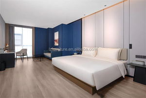 Economy Hotel Modern Bed Set <b>Light</b> Wood Bed Frame with Inset Upholstered Panel for Budget 3 <b>Star</b> Hotel Bedroom Furniture Sets - Product Image 3