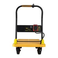 Chariot à plateau électrique pour entrepôt, chariot de logistique à économie d'effort avec poignée pliable