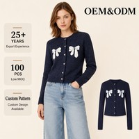 Cárdigan de Mujer Personalizado ODM, Corte Regular, Cierre de Botones, Manga Larga, Antiarrugas, Venta al Por Mayor