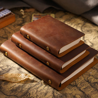 Carnet de voyage, carnet de notes, agenda en cuir véritable Crazy Horse, format A5, logo personnalisé, pour cadeau