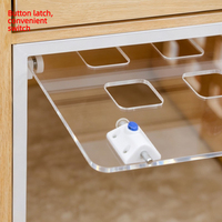 Armoire de rangement multifonctionnelle pour animaux de compagnie en bois naturel et plastique, niche pour chien, cage pour animaux de compagnie, boîte à motif solide thermolaquée, grande taille