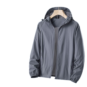 Unisex Casual Windproof Hooded Zipper <b>Jacket</b> Finished Eco-friendly Nylon Outdoor Fashion Outerwear Stand Collar Front Logo - Product Image 2
