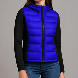 Unisex Blue Puffer <b>Jacket</b> Zip-Up Winter Casual Coat <b>Slim</b> <b>Fit</b> Polyester Windproof Waterproof Breathable Regular Length Solid - Product Image 1
