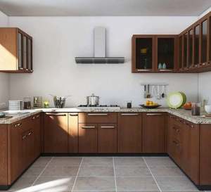 Gabinetes de Cocina Modulares Modernos Personalizados en Forma de U, Gabinetes de Madera Pintados con Laca para Colgar en la Pared, para Hospitales, Villas, Centros Comerciales y Apartamentos - Product Image 4