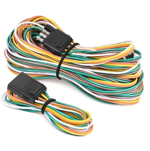 Kit de arnés de cableado de remolque plano de 4 pines 18AWG 25 pies macho 4 pies hembra Wishbone-estilo Kit de extensión para luz de remolque de barco utilitario