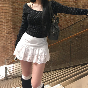 T-<span class=keywords><strong>shirt</strong></span> décontracté pour <span class=keywords><strong>femme</strong></span>, respirant, à séchage rapide, tricoté, coupe ajustée, manches longues, à pois - Product Image 4