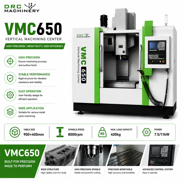 High Rigidity VMC650 3-Axis CNC Milling Machine GSK Control Motor Vertical Machining Center for Injection Mold Die Casting