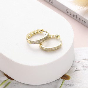 <b>Huggie</b> Earrings Gold Micro Insert Round Geometric Everyday Wear - Product Image 2