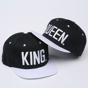 Casquette Snapback unie réglable à 6 panneaux bicolore avec broderie lettres King Queen pour homme - Product Image 4