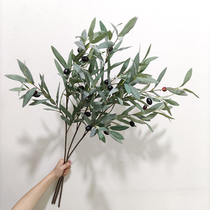 Hot Bán Nhà Đám Cưới Trang Trí Nội Thất Nhân Tạo Màu Xanh Lá Cây Lá Olive Cây Chi Nhánh Thân Cây Giả Chất Lượng Cao Olive Chi Nhánh Với Trái Cây - Product Image 3