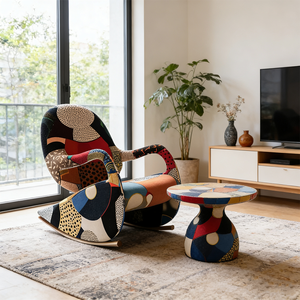<span class=keywords><strong>Fauteuil</strong></span> à <span class=keywords><strong>bascule</strong></span> moderne en tissu <span class=keywords><strong>patchwork</strong></span> avec repose-pieds, <span class=keywords><strong>fauteuil</strong></span> d'appoint rembourré pour salon, chambre à coucher, meubles - Product Image 5