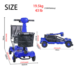 Scooter de mobilité pliable à 4 roues pour personnes âgées et handicapées, double batterie et rangement, idéal pour les maisons de retraite, les établissements médicaux - Product Image 6