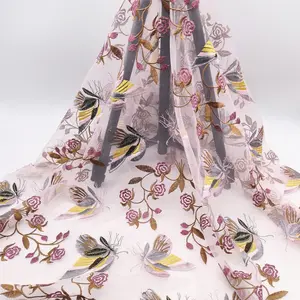 Nouvelle robe décontractée en dentelle personnalisée, broderie papillon rose, maille brodée, dentelle Tulle, tissu blanc, dentelle personnalisée