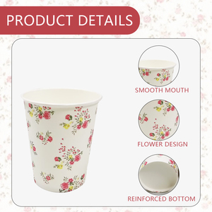 Anyite bianco belle piccole tazze di carta floreale monouso Wildflower coppe per ufficio uso quotidiano di nozze festa di compleanno decorazione - Product Image 5