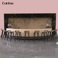 Comptoir de bar en acrylique incurvé de forme semi-circulaire pour discothèque, pub, café, magasin de jus
