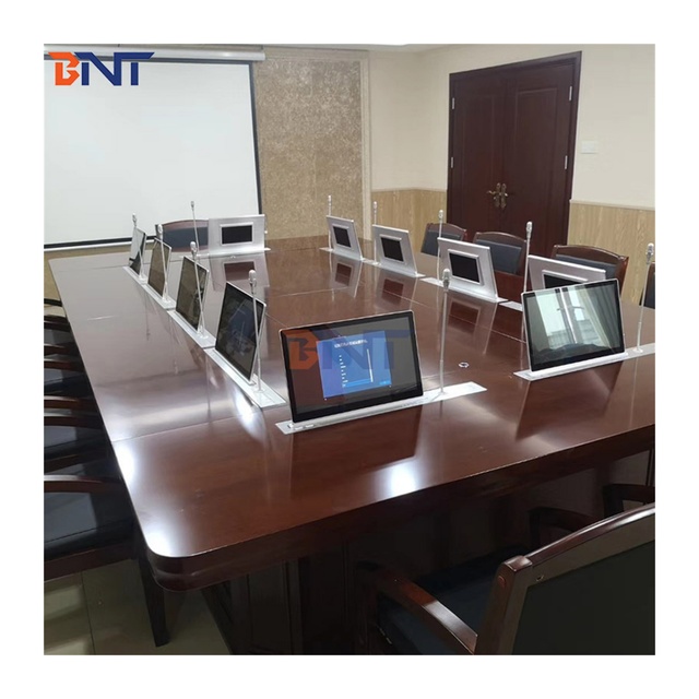 Automatic Motorized Flip-up Screen Lift Mechanism for Board Table Concealed Computer Monitor Lift Audio Conference System