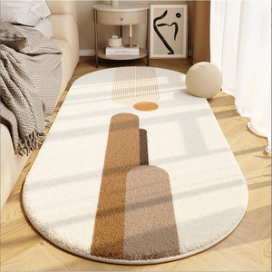 Alfombra Nórdica Ovalada con Patrón Geométrico Abstracto, Fibra de Poliéster, Antideslizante, Lavable a Máquina, para el Hogar - Product Image 4