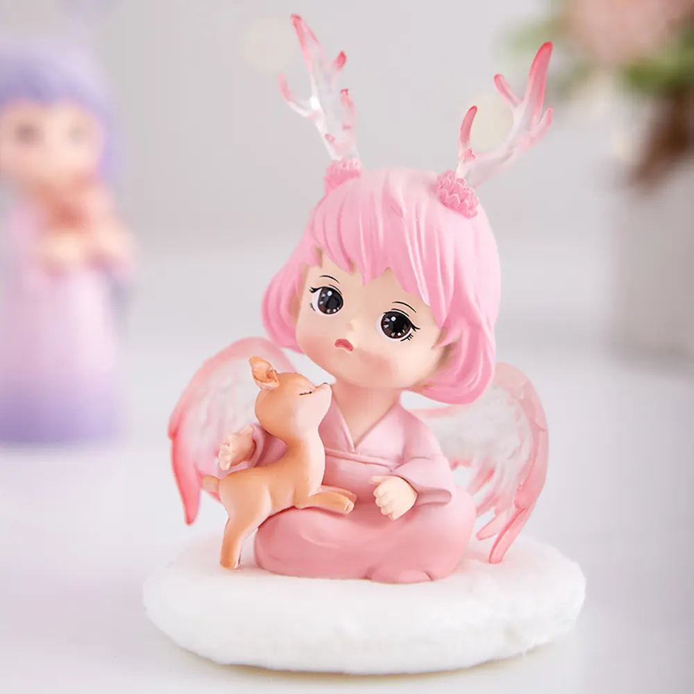 น่ารัก Angel ตุ๊กตาเรซิ่นสาวรูปปั้น Mini สวนอุปกรณ์เสริมตกแต่งคริสต์มาสตกแต่งบ้านเด็กตกแต่งห้องนอน