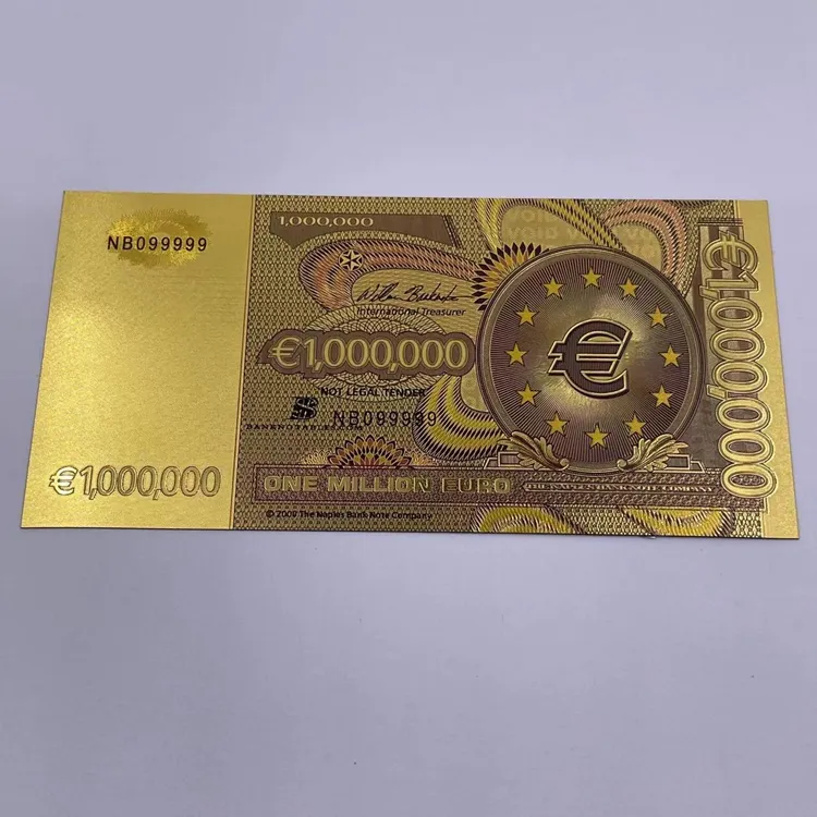 Free shipping 1 million euro money bill bank note 24k gold plated foil banknote