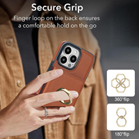 Étui portefeuille à rabat avec support et boucle de maintien pour Phone 17 Pro Max, faible MOQ, porte-cartes en cuir, pochette à monnaie, blocage RFID