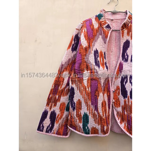 Chaqueta de Mujer Eket Print, Estilo Boho Hippie, Acolchada, de Algodón Ecológico, Reversible, con Estampado Kantha Indio Pintado a Mano, para Verano - Product Image 5